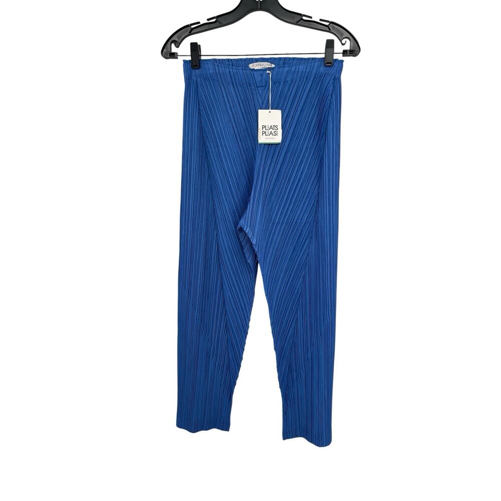 NWT Issey Miyake Pleats Please Thicker Bottoms Pants Blue Pleated Size 4 M/L
